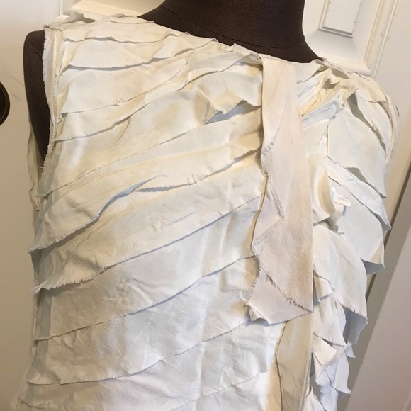 Tory Burch 6 tiered ruffle top ivory silk - Picture 3 of 4